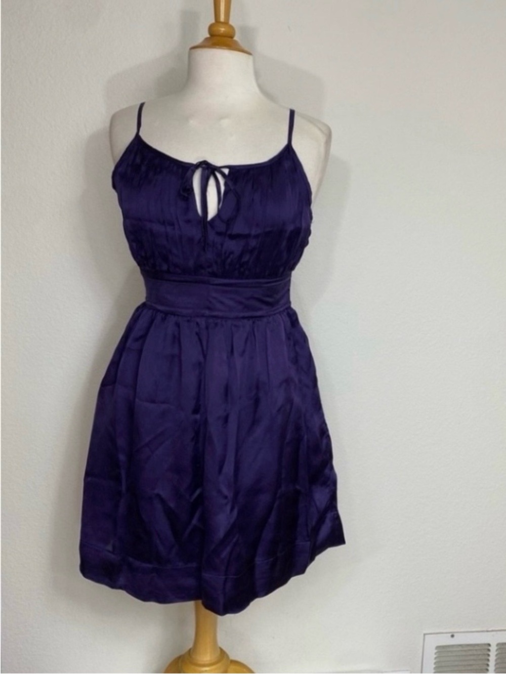 Flounce TBD Womens Plum Purple 100% Silk Fit & Flare Mini Dress Size 4 Classic